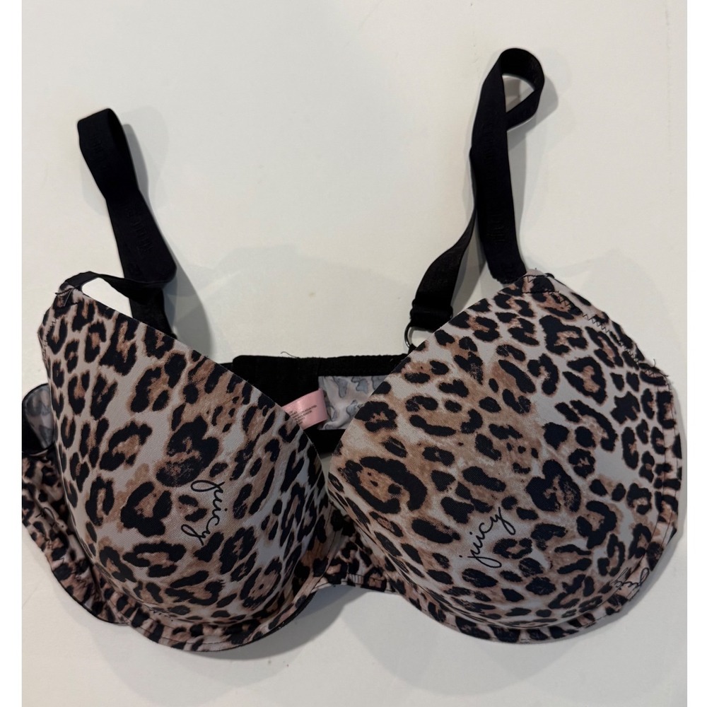 Juicy Couture Intimates Leopard Print Push Up Bra 40D Brown Black 2801-134 - Picture 2 of 8